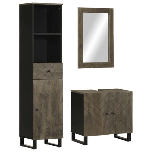 Iiaky 3-TLG. Badmöbel-Set Badezimmer MöBel Set Badinstallationen BadezimmermöBel Set Schwarz Massivholz Mango von Iiaky