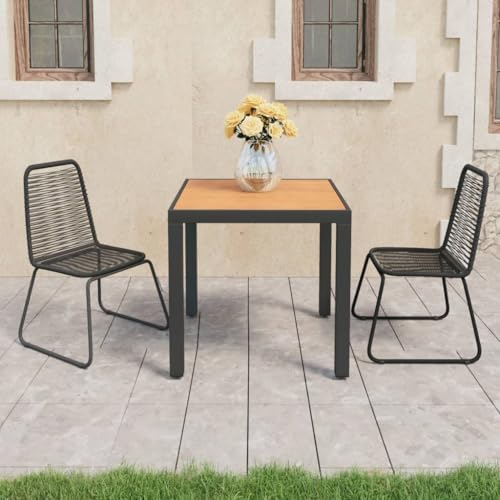 Iiaky 3-TLG. Garten-Essgruppe Garden Furniture GartenmöBel Set Gartentisch Mit StüHlen Essgruppe Outdoor PVC Rattan Schwarz und Braun von Iiaky