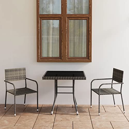 Iiaky 3-TLG. Garten-Essgruppe Sitzgruppe Outdoor GartenmöBel Set GüNstig Essgruppe Mit StüHlen Garten Tische FüR DraußEn Poly Rattan Anthrazit und Grau von Iiaky