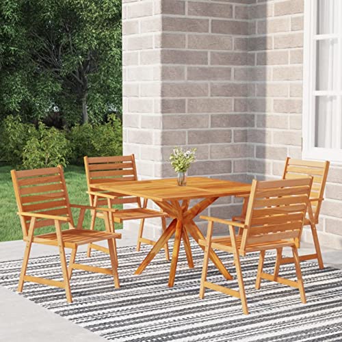 Iiaky 5-TLG. Garten-Essgruppe GartenmöBeln TerrassenmöBel GartenmöBel FüR DraußEn StüHle Tisch Set Massivholz Akazie 3087139 von Iiaky
