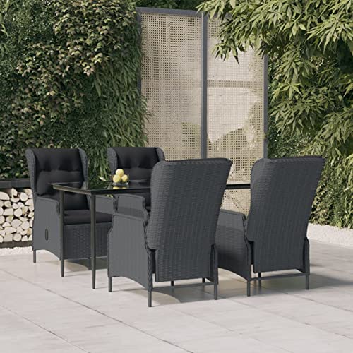 Iiaky 5-TLG. Garten-Essgruppe Sitzgruppe Outdoor TerrassenmöBel Garten Essgruppe Garten MöBel Set Sitzgarnitur Garten Dunkelgrau Poly Rattan von Iiaky