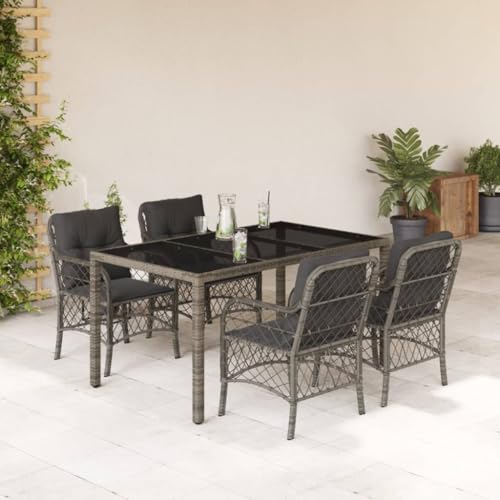 Iiaky 5-TLG. Garten-Essgruppe mit Kissen Outdoor MöBel Gartenlounge Outdoor Lounge MöBel Outdoor Garten Essgruppe Grau Poly Rattan // 3212032 Iiaky 5-TLG. Garten-Essgruppe mit Kissen Outdoor MöBel Gartenlounge Outdoor Lounge MöBel Outdoor Garten Essgruppe Grau Poly Rattan // 3212032 von Iiaky