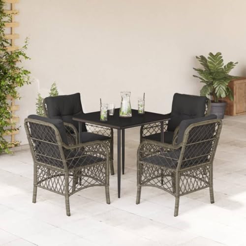 Iiaky 5-TLG. Garten-Essgruppe mit Kissen Outdoor MöBel Gartenlounge Outdoor Lounge MöBel Outdoor Garten Essgruppe Grau Poly Rattan // 3212125 Iiaky 5-TLG. Garten-Essgruppe mit Kissen Outdoor MöBel Gartenlounge Outdoor Lounge MöBel Outdoor Garten Essgruppe Grau Poly Rattan // 3212125 von Iiaky