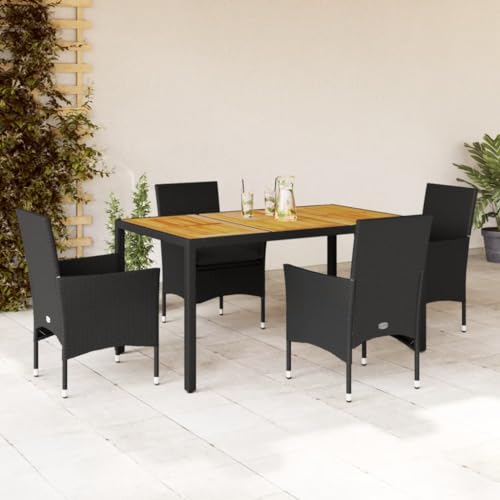 Iiaky 5-TLG. Garten-Essgruppe mit Kissen Sitzgruppe Outdoor TerrassenmöBel Terrassen-Sitzgruppe Garten-Essgruppe Schwarz Poly Rattan Akazie // 3278671 Iiaky 5-TLG. Garten-Essgruppe mit Kissen Sitzgruppe Outdoor TerrassenmöBel Terrassen-Sitzgruppe Garten-Essgruppe Schwarz Poly Rattan Akazie // 3278671 von Iiaky