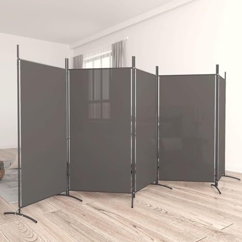 Iiaky 5-TLG. Paravent Anthrazit 433x180 cm Stoff Paravent Outdoor Wetterfest Raumteiler Stoff von Iiaky