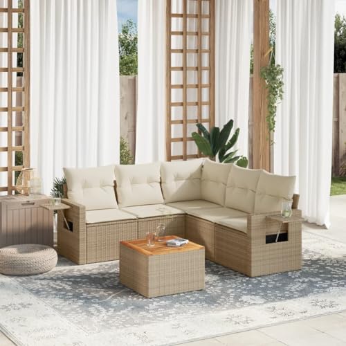 Iiaky 6-TLG. Garten-Sofagarnitur mit Kissen Outdoor Gartenlounge TerrassenmöBel Garten LoungemöBel Set Lounge Sofa Beige Poly Rattan // 3224560 Iiaky 6-TLG. Garten-Sofagarnitur mit Kissen Outdoor Gartenlounge TerrassenmöBel Garten LoungemöBel Set Lounge Sofa Beige Poly Rattan // 3224560 von Iiaky