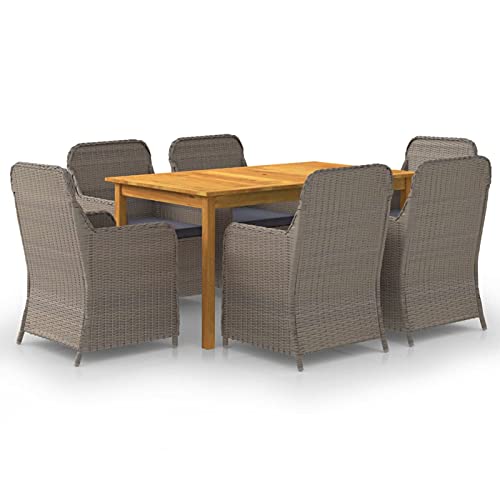 Iiaky 7-TLG. Garten-Essgruppe Garden Furniture GartenmöBel Set Gartentisch Mit StüHlen Essgruppe Outdoor Braun // 3067821 von Iiaky
