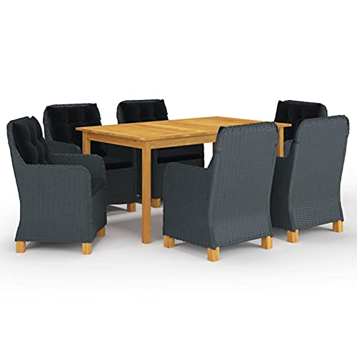 Iiaky 7-TLG. Garten-Essgruppe Garden Furniture GartenmöBel Set Gartentisch Mit StüHlen Essgruppe Outdoor Dunkelgrau // 3067852 von Iiaky
