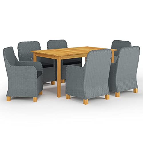Iiaky 7-TLG. Garten-Essgruppe Garden Furniture GartenmöBel Set Gartentisch Mit StüHlen Essgruppe Outdoor Hellgrau // 3067853 von Iiaky