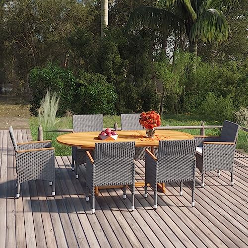 Iiaky 7-TLG. Garten-Essgruppe Garten Lounge Set GartenmöBel Set Gartentisch Mit StüHlen Garten Essgruppe Garten MöBel Poly Rattan Grau // 3070756 Iiaky 7-TLG. Garten-Essgruppe Garten Lounge Set GartenmöBel Set Gartentisch Mit StüHlen Garten Essgruppe Garten MöBel Poly Rattan Grau // 3070756 von Iiaky
