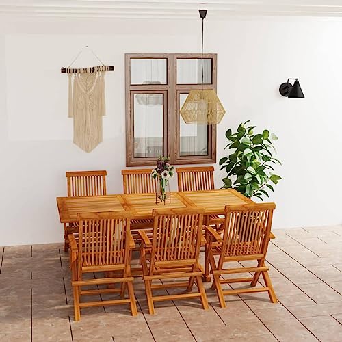 Iiaky 7-TLG. Garten-Essgruppe Massivholz Teak Garten Barset Barhocker Outdoor Wetterfest Garden Bar Set // 3059605 von Iiaky