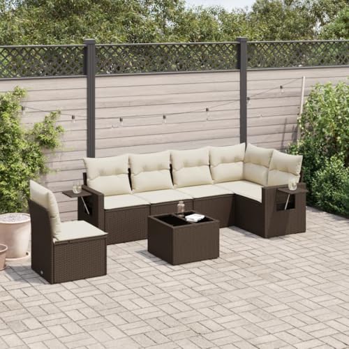 Iiaky 7-TLG. Garten-Sofagarnitur mit Kissen Garten LoungemöBel Set TerrassenmöBel Outdoor Sofa LoungemöBel Terrasse Braun Poly Rattan // 3220242 Iiaky 7-TLG. Garten-Sofagarnitur mit Kissen Garten LoungemöBel Set TerrassenmöBel Outdoor Sofa LoungemöBel Terrasse Braun Poly Rattan // 3220242 von Iiaky