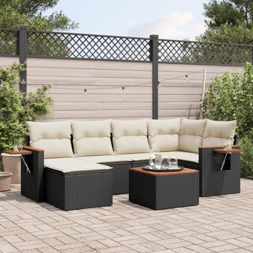 Iiaky 7-TLG. Garten-Sofagarnitur mit Kissen Outdoor Sofa LoungemöBel Terrasse Garten LoungemöBel Set TerrassenmöBel Schwarz Poly Rattan // 3227022 Iiaky 7-TLG. Garten-Sofagarnitur mit Kissen Outdoor Sofa LoungemöBel Terrasse Garten LoungemöBel Set TerrassenmöBel Schwarz Poly Rattan // 3227022 von Iiaky
