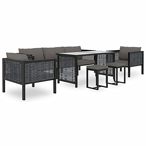 Iiaky 8-TLG. Garten-Lounge-Set mit Auflagen Poly Rattan Anthrazit TerrassenmöBel Chaiselongue // 49406 von Iiaky