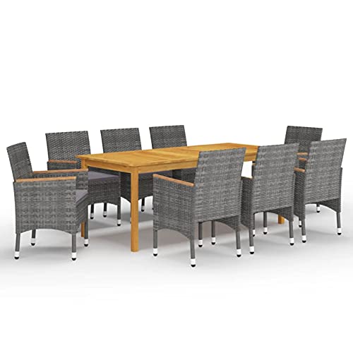 Iiaky 9-TLG. Garten-Essgruppe Garden Furniture GartenmöBel Set Gartentisch Mit StüHlen Essgruppe Outdoor Grau von Iiaky