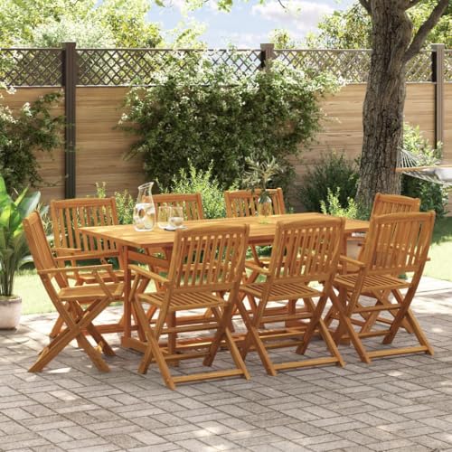 Iiaky 9-TLG. Garten-Essgruppe Sitzgruppe Outdoor TerrassenmöBel Garten Essgruppe Garten MöBel Set Sitzgarnitur Garten 180x90x75 cm Massivholz Akazie von Iiaky