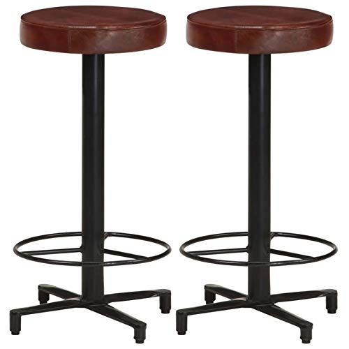Iiaky Barhocker 2 STK. Barhocker Outdoor Bistrotisch Hocker Barhocker Set 66 cm Echtleder von Iiaky