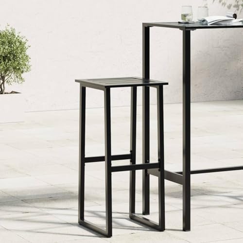 Iiaky Barhocker 2 STK. Barhocker Outdoor Bistrotisch Hocker Barhocker Set Schwarz 38x38x80 cm Pulverbeschichteter Stahl von Iiaky