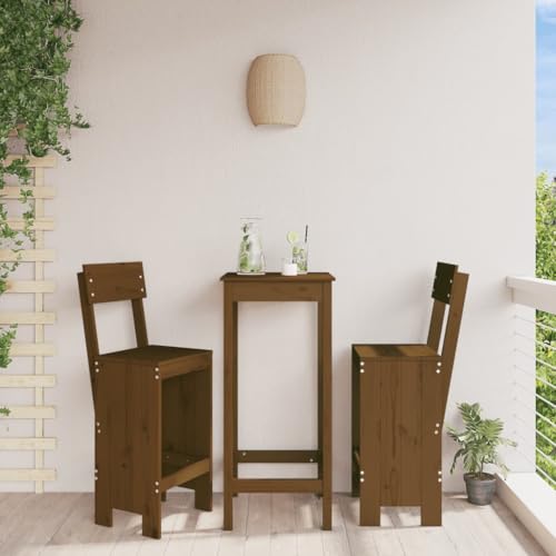Iiaky Barhocker 2 STK. Honigbraun 40x48,5x115,5 cm Massivholz Kiefer Frühstücks-Esshocker mit Rückenlehne und Armlehne für Bar, Theke und Küche von Iiaky