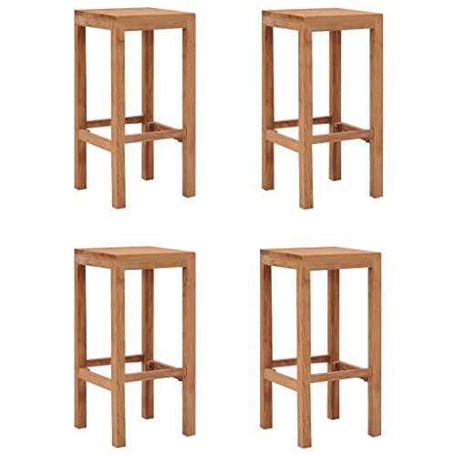Iiaky Barhocker 4 STK. Barhocker Outdoor Bistrotisch Hocker Barhocker Set Massivholz Teak von Iiaky