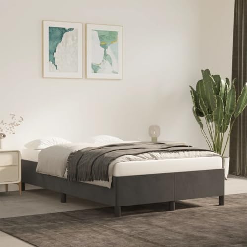 Iiaky Bettgestell ohne Matratze Bett Bed Frame Bettrahmen Betten Bett Ohne Matratze Bettgestell Dunkelgrau 120x190 cm Samt // 379529 von Iiaky