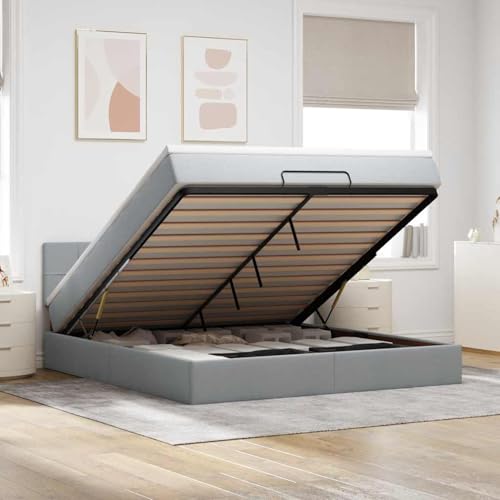 Iiaky Boxspringbett 160x200 mit Matratze und Bettkasten Boxspringbett mit Stauraum Polsterbett mit Matratze und Topper Bettgestell mit Lattenrost-Hellgrau-160 x 200 cm/Typ 2 von Iiaky