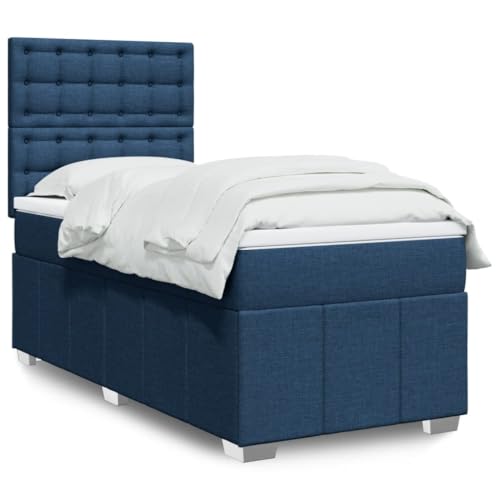 Iiaky Boxspringbett mit Matratze Betten Mit Matratze Schlafzimmer Bett Boxspringbett Mit Matratze Blau 90x200 cm Stoff // 3291571 von Iiaky