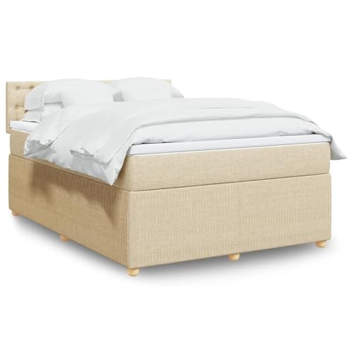 Iiaky Boxspringbett mit Matratze Betten Mit Matratze Schlafzimmer Bett Boxspringbett Mit Matratze Creme 140x200 cm Stoff // 3287498 von Iiaky