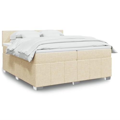 Iiaky Boxspringbett mit Matratze Betten Mit Matratze Schlafzimmer Bett Boxspringbett Mit Matratze Creme 200x200 cm Stoff // 3287173 von Iiaky