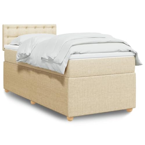 Iiaky Boxspringbett mit Matratze Betten Mit Matratze Schlafzimmer Bett Boxspringbett Mit Matratze Creme 90x200 cm Stoff // 3287358 von Iiaky
