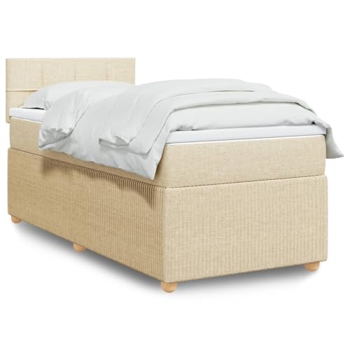 Iiaky Boxspringbett mit Matratze Betten Mit Matratze Schlafzimmer Bett Boxspringbett Mit Matratze Creme 90x200 cm Stoff // 3289644 von Iiaky