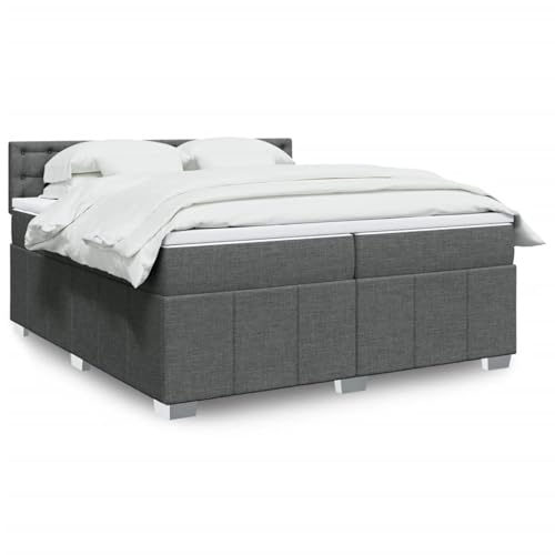 Iiaky Boxspringbett mit Matratze Betten Mit Matratze Schlafzimmer Bett Boxspringbett Mit Matratze Dunkelgrau 200x200 cm Stoff // 3289490 von Iiaky