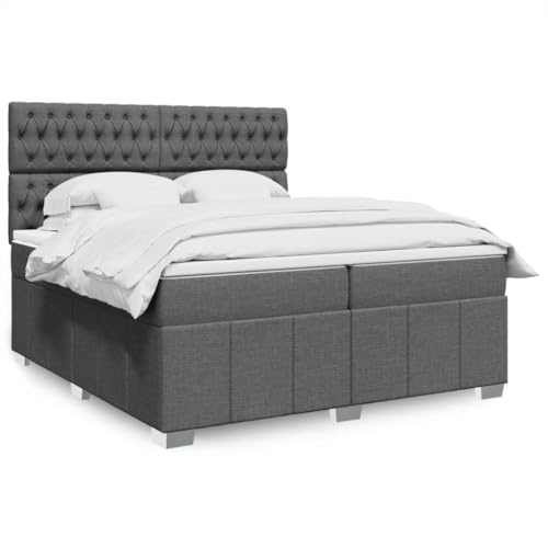 Iiaky Boxspringbett mit Matratze Betten Mit Matratze Schlafzimmer Bett Boxspringbett Mit Matratze Dunkelgrau 200x200 cm Stoff // 3291783 von Iiaky