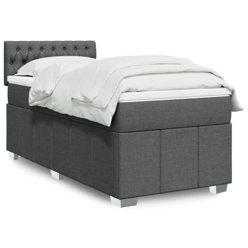 Iiaky Boxspringbett mit Matratze Betten Mit Matratze Schlafzimmer Bett Boxspringbett Mit Matratze Dunkelgrau 90x200 cm Stoff // 3289259 von Iiaky