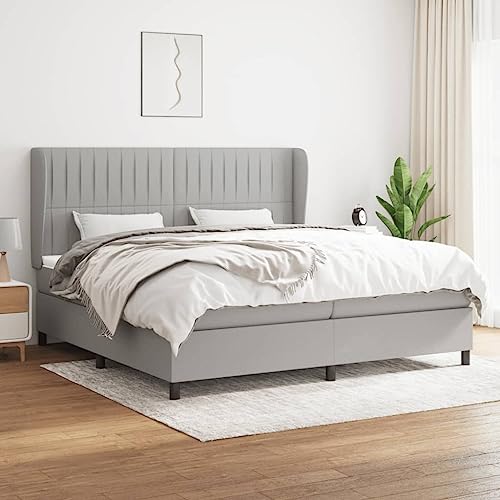 Iiaky Boxspringbett mit Matratze Betten Mit Matratze Schlafzimmer Bett Boxspringbett Mit Matratze Hellgrau 200x200 cm Stoff // 3128149 von Iiaky