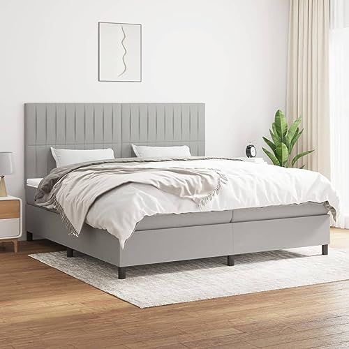 Iiaky Boxspringbett mit Matratze Betten Mit Matratze Schlafzimmer Bett Boxspringbett Mit Matratze Hellgrau 200x200 cm Stoff // 3141961 von Iiaky
