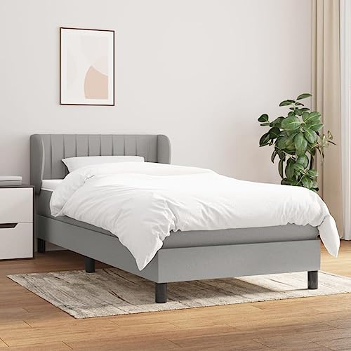 Iiaky Boxspringbett mit Matratze Betten Mit Matratze Schlafzimmer Bett Boxspringbett Mit Matratze Hellgrau 80x200 cm Stoff // 3126357 von Iiaky
