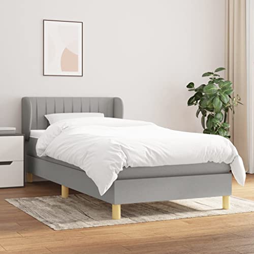 Iiaky Boxspringbett mit Matratze Betten Mit Matratze Schlafzimmer Bett Boxspringbett Mit Matratze Hellgrau 80x200 cm Stoff // 3126917 von Iiaky