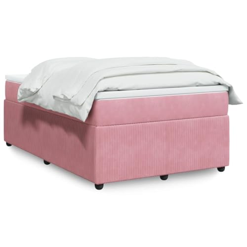 Iiaky Boxspringbett mit Matratze Betten Mit Matratze Schlafzimmer Bett Boxspringbett Mit Matratze Rosa 120x190 cm Samt // 3285631 von Iiaky