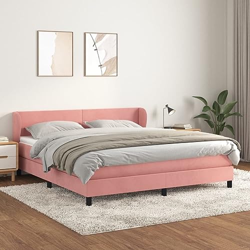 Iiaky Boxspringbett mit Matratze Betten Mit Matratze Schlafzimmer Bett Boxspringbett Mit Matratze Rosa 180x200 cm Samt // 3127390 von Iiaky