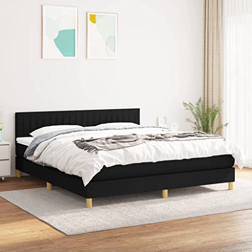 Iiaky Boxspringbett mit Matratze Betten Mit Matratze Schlafzimmer Bett Boxspringbett Mit Matratze Schwarz 160x200 cm Stoff // 3140787 von Iiaky