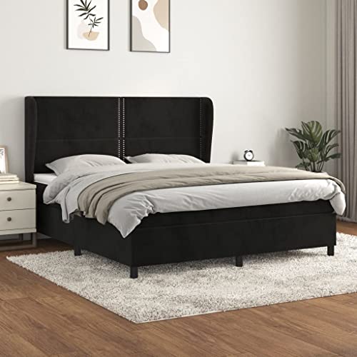 Iiaky Boxspringbett mit Matratze Betten Mit Matratze Schlafzimmer Bett Boxspringbett Mit Matratze Schwarz 180x200 cm Samt // 3129167 von Iiaky