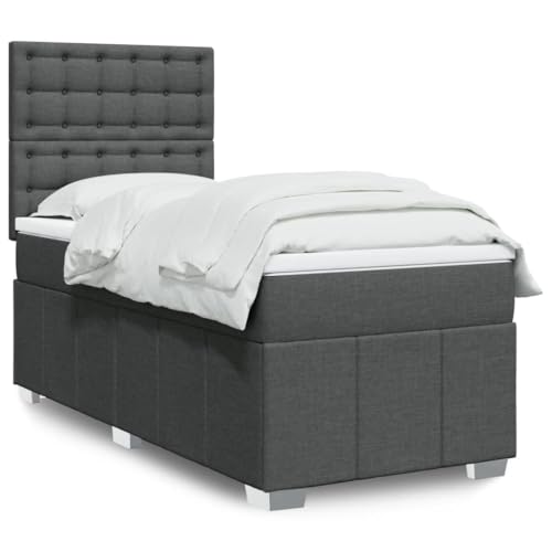 Iiaky Boxspringbett mit Matratze Boxspringbett Bett Mit Matratze Betten Box Spring Bett Betten Mit Matratze Dunkelgrau 90x190 cm Stoff von Iiaky