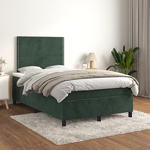 Iiaky Boxspringbett mit Matratze Boxspringbett Bett Mit Matratze Betten Box Spring Bett Betten Mit Matratze Dunkelgrün 120x200 cm Samt // 3142956 von Iiaky