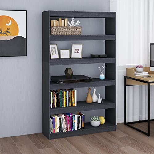 Iiaky Bücherregal/Raumteiler Grau 100x30x167,5 cm Massivholz Kiefer Raumteiler Regal Schrank BüCherregal Storage Shelves Regal Raumteiler von Iiaky