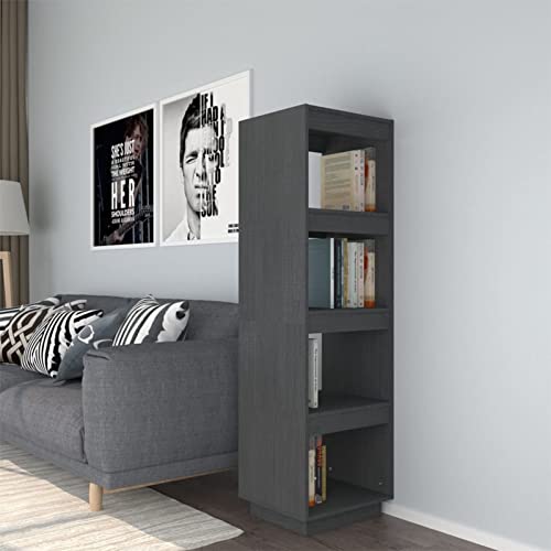Iiaky Bücherregal/Raumteiler Grau 40x35x135 cm Massivholz Kiefer Raumteiler Regal Schrank BüCherregal Storage Shelves Regal Raumteiler von Iiaky