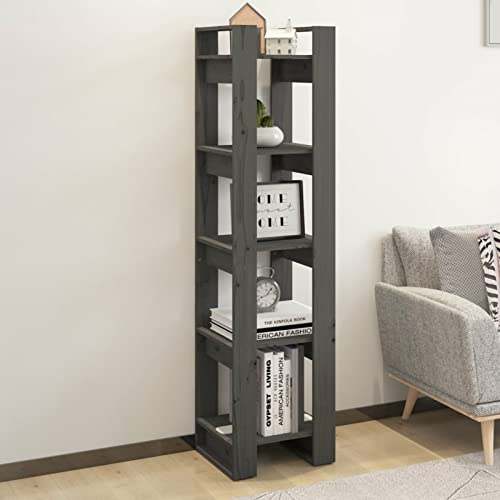 Iiaky Bücherregal/Raumteiler Grau 41x35x160 cm Massivholz Kiefer Raumteiler Regal Schrank BüCherregal Storage Shelves Regal Raumteiler von Iiaky