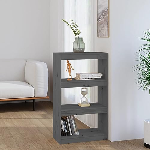 Iiaky Bücherregal/Raumteiler Grau 60x30x103,5 cm Massivholz Kiefer Raumteiler Regal Schrank BüCherregal Storage Shelves Regal Raumteiler von Iiaky