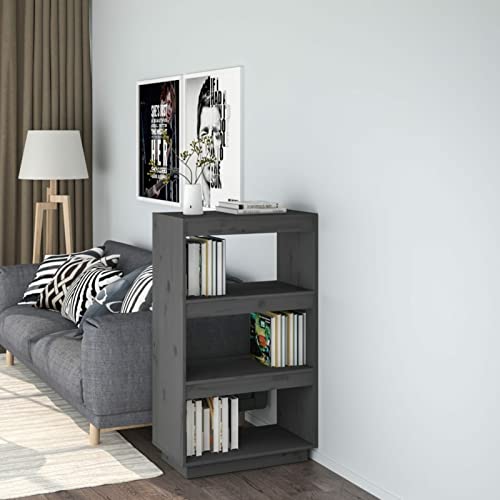 Iiaky Bücherregal/Raumteiler Grau 60x35x103 cm Massivholz Kiefer Raumteiler Regal Schrank BüCherregal Storage Shelves Regal Raumteiler von Iiaky