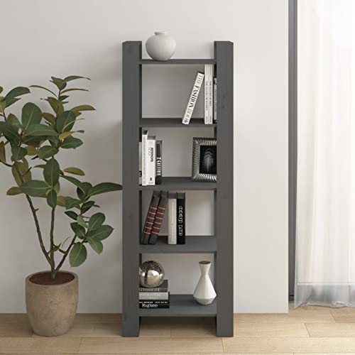 Iiaky Bücherregal/Raumteiler Grau 60x35x160 cm Kiefer Raumteiler Regal Schrank BüCherregal Regal Raumteiler Storage Shelves MöBel-BüCherregal Massivholz von Iiaky